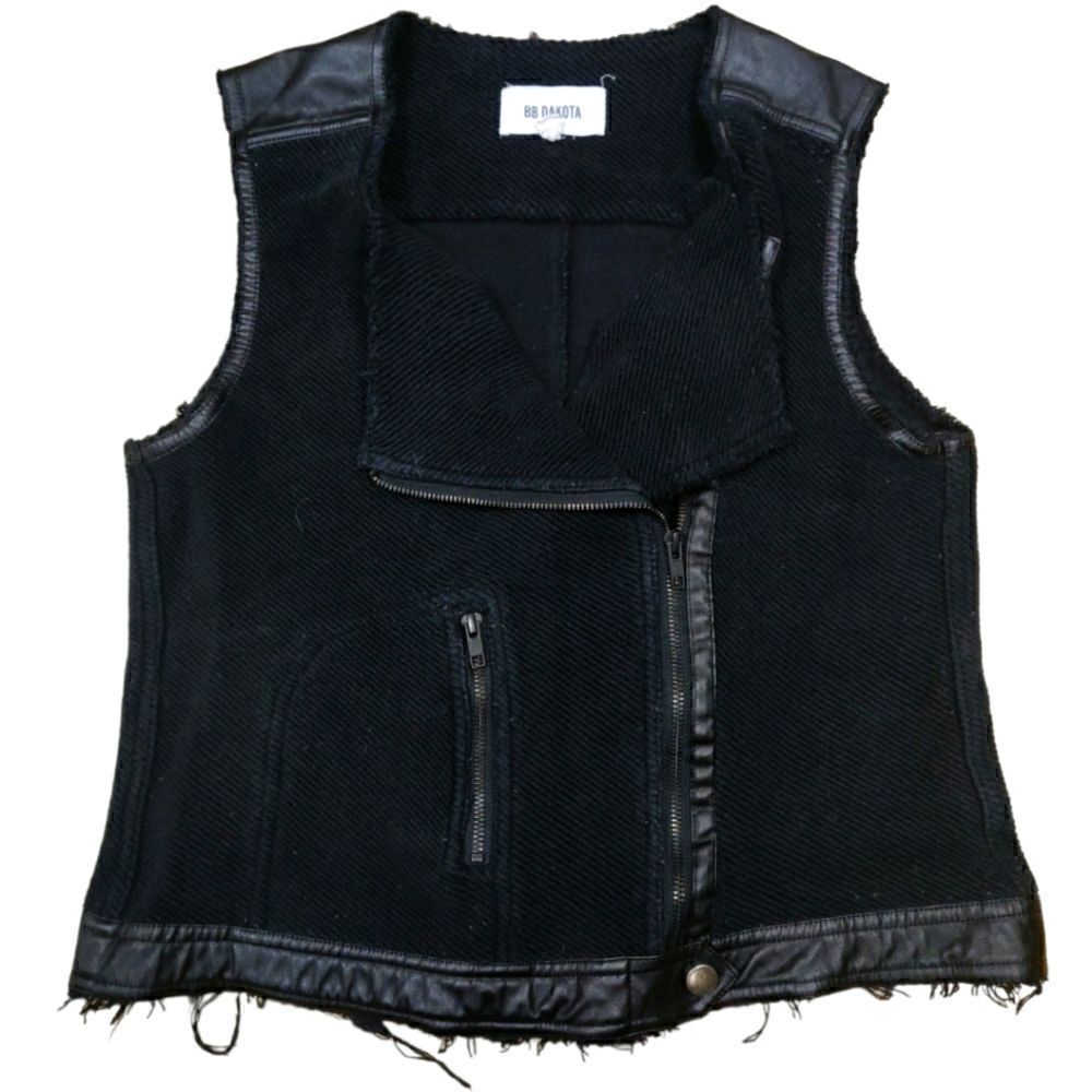 BB Dakota black gothic cotton faux leather moto biker vest size L